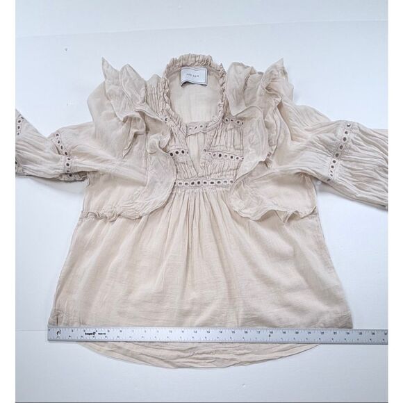 NEO NOIR Aurika S Voile Blouse Ruffle Cotton Long Sleeve Womens Size US 4 EUC 34 - Picture 9 of 10